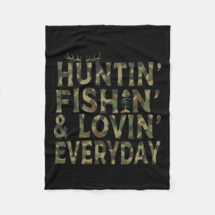 Hunting Fishing Loving Everyday Hunting Dad  Fleece Blanket