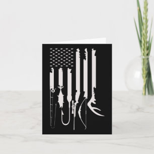 Hunting Fishing Usa Flag American Themed Decor Card