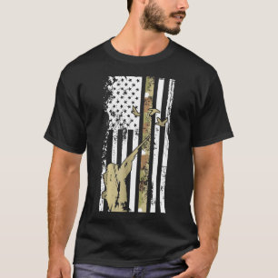 Hunting Flag Gun Rifle Hunt Duck American Flag Usa T-Shirt
