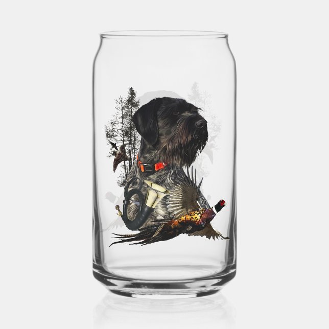 Hunting, German Wirehaired Pointer Can Glass (Front)
