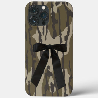 Hunting Girl Bottom Lands Camo Black Bow Ribbon iPhone 13 Pro Max Case