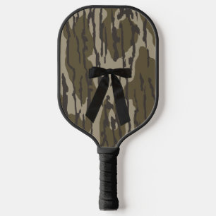 Hunting Girl Bottom Lands Camo Black Bow Ribbon Pickleball Paddle