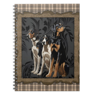 hunting hound dogs on plaid notebook