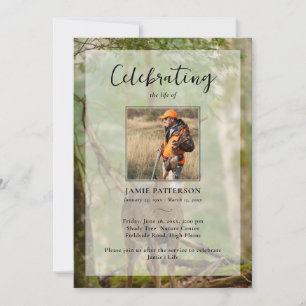 Hunting Hunter Outdoorsman Photo Funeral Program Invitation