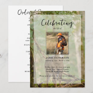 Hunting Hunter Outdoorsman Photo Funeral Program  Invitation