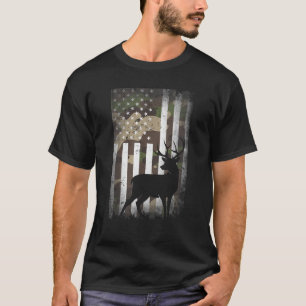 Hunting Hunters Deer USA US American Flag Camo Cam T-Shirt