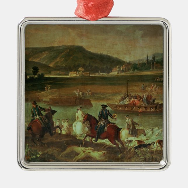Hunting in the Forest at Compiegne Metal Tree Decoration (Front)