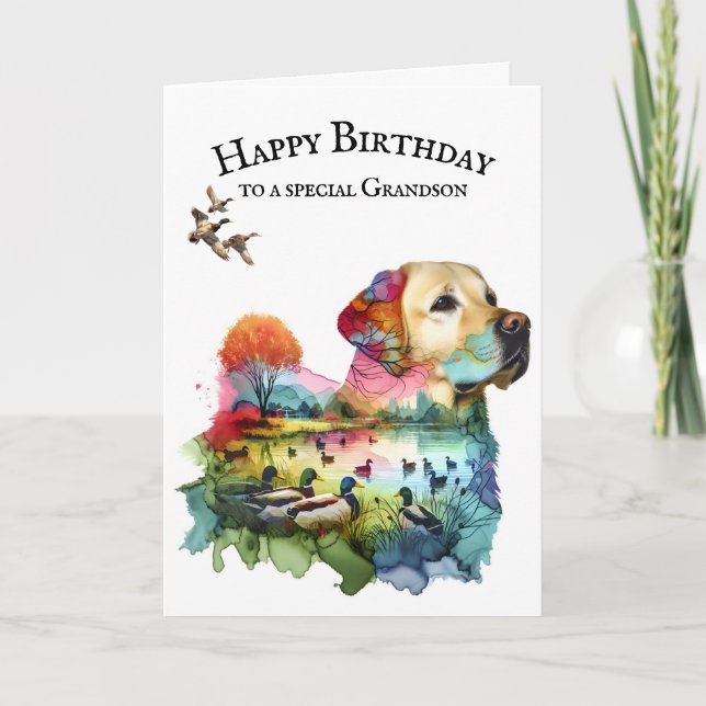 Hunting Labrador Retriever For Grandson Card (Front)
