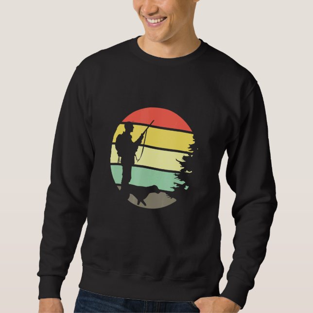 Hunting License Retro Sunset Hunter With Hunting D Sweatshirt (Front)