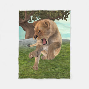 Hunting Lioness Fleece Blanket
