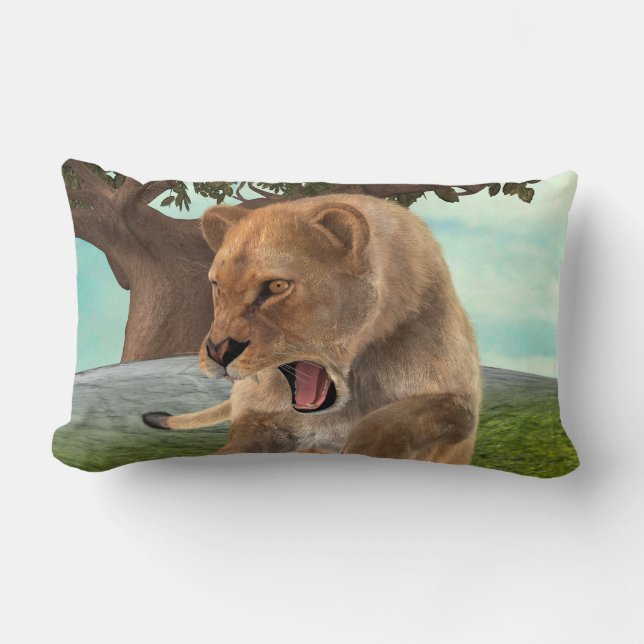 Hunting Lioness Lumbar Cushion (Front)