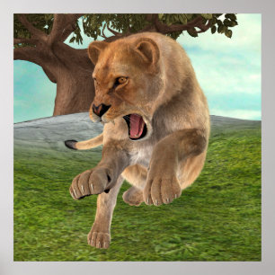 Hunting Lioness Poster