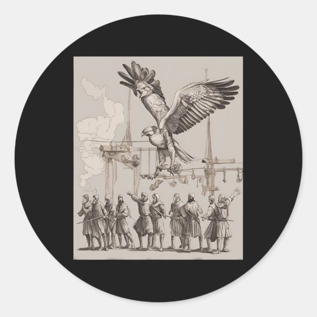 Hunting Mediaeval Falconry Art  Classic Round Sticker (Front)