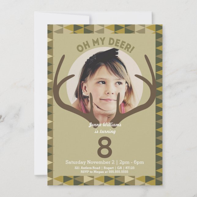 Hunting Modern Camo Deer Birthday Invitation (Front)