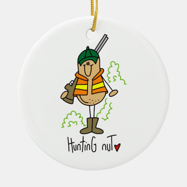 Hunting Nut T-shirts and Gifts Ceramic Tree Decoration (Front)