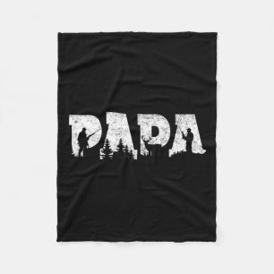 Hunting Papa Hunting Men Father's Day Vintage  Fleece Blanket
