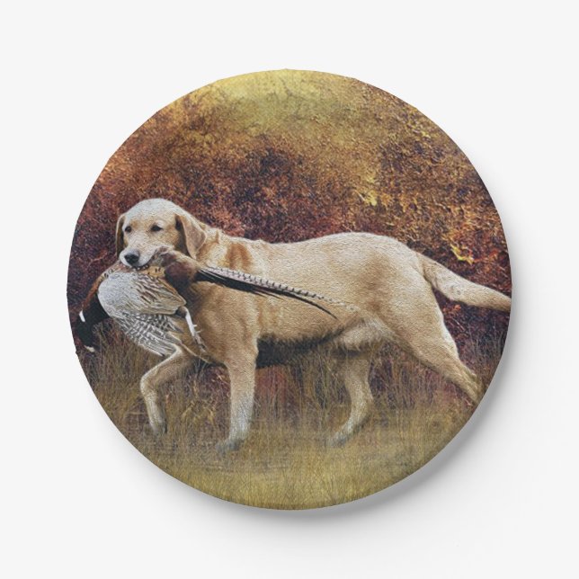 Hunting pheasant, Autumn Tapestry Metal Print Coff Paper Plate (Front)