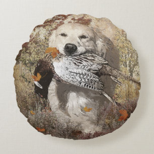 Hunting pheasant , tapestry poster acrylic print round cushion