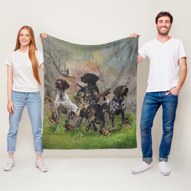 Hunting pheasant  with GSP  Fleece Blanket (In Situ)