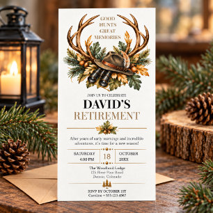 Hunting Retirement Rustic Woodland Celebration Invitation