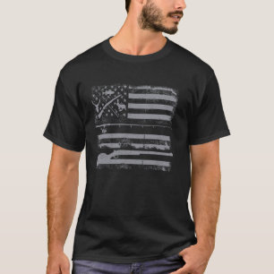 Hunting Rifle and Fishing Rod American Flag Gun Hu T-Shirt