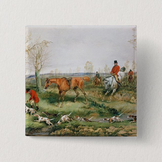 Hunting Scene 15 Cm Square Badge (Front)