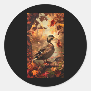 Hunting Scene Mallard Duck Autumn Wildlife Nature Classic Round Sticker
