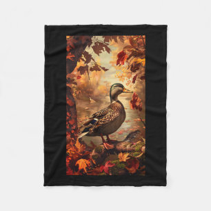 Hunting Scene Mallard Duck Autumn Wildlife Nature Fleece Blanket