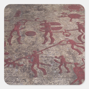 Hunting scene square sticker