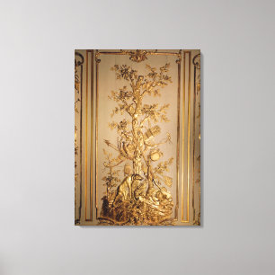 Hunting scene, wood panelling  from dining canvas print