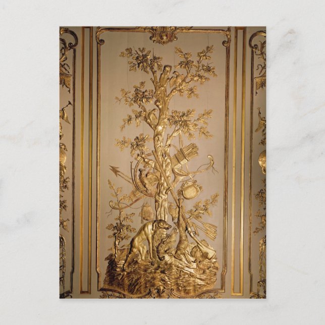 Hunting scene, wood panelling  from dining postcard (Front)