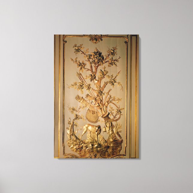 Hunting scene, wood panelling from dining room canvas print (Front)