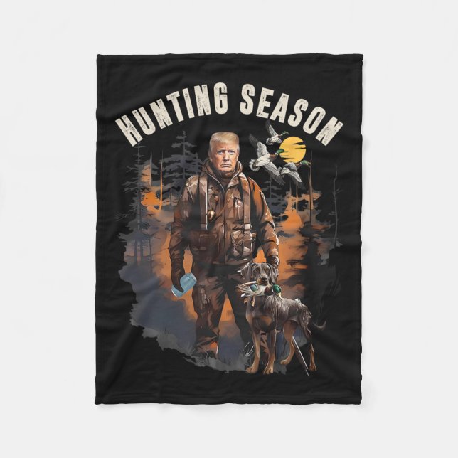Hunting Season Camo Hunting Trump Duck Hunting Tru Fleece Blanket (Front)