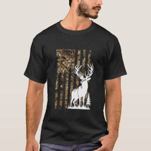Hunting Season Deer Hunter Camouflage Flag Buck Ou T-Shirt