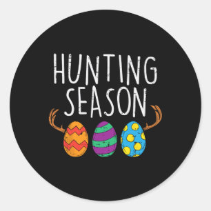 Hunting Season Eggs Deer Funny Easter Day Egg Hunt Classic Round Sticker