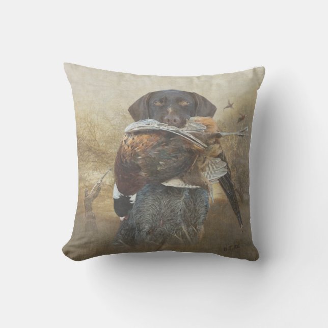 Hunting season , German Wirehaired Pointer  Cushion (Front)