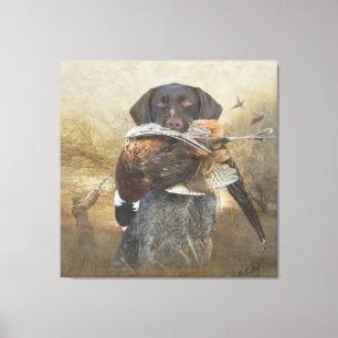 Hunting season , German Wirehaired Pointer Tapest Canvas Print