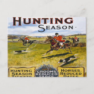 hunting season vintage horse hunt retro postcard