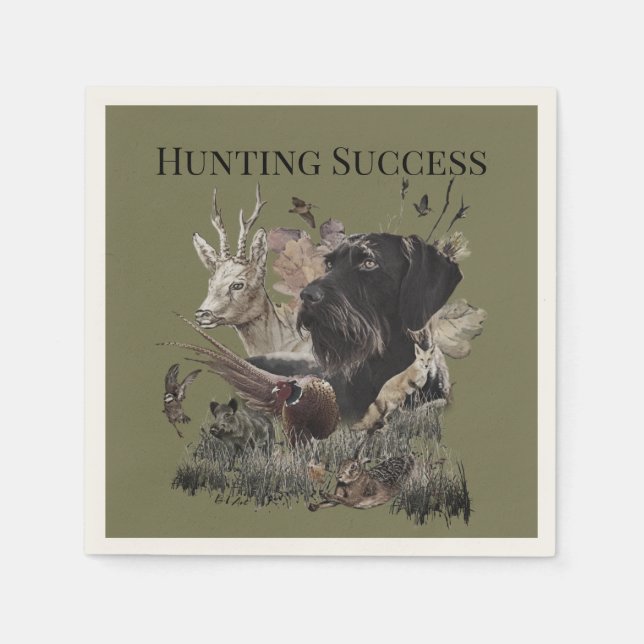 Hunting Success,Deutsch Drahthaar  Napkin (Front)