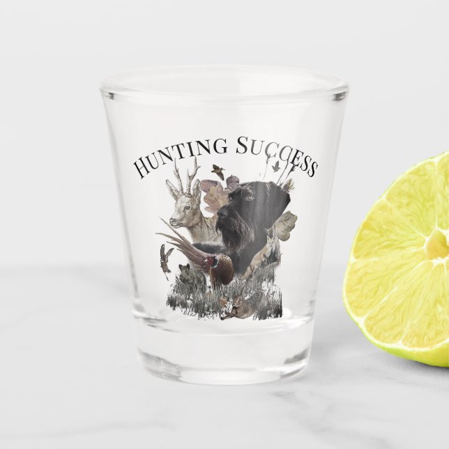 Hunting Success,Deutsch Drahthaar  Shot Glass (Front)