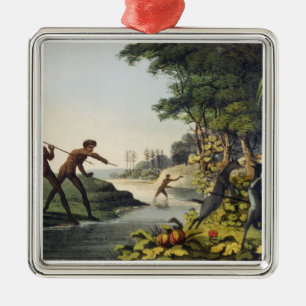 Hunting the Kangaroo, aborigines in New South Wale Metal Tree Decoration
