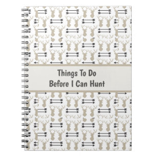 Hunting Theme with Deer Antlers and Bow Notebook
