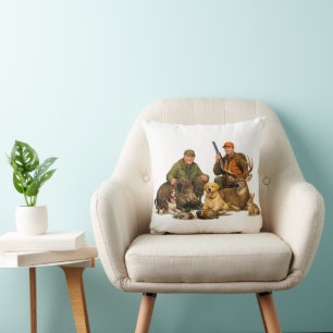 Hunting trophies with dogs outdoor hunter gift cushion