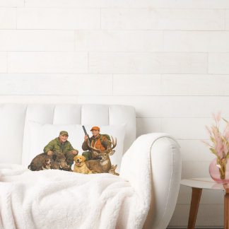 Hunting trophies with dogs outdoor hunter gift lumbar cushion