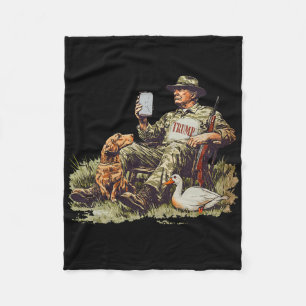 Hunting Trump Camouflage Funny Duck Hunting Season Fleece Blanket