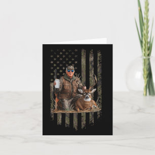 Hunting Trump Camouflage Usa Flag Deer Hunting Sea Card