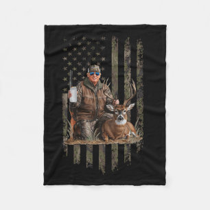 Hunting Trump Camouflage Usa Flag Deer Hunting Sea Fleece Blanket