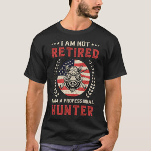 Hunting Wild Boar American Flag Hunter Retro T-Shirt