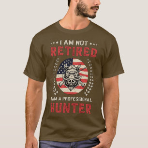 Hunting Wild Boar American Flag Hunter Retro T-Shirt