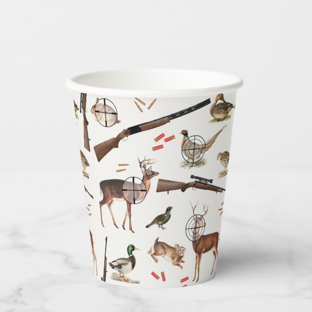Hunting Wildlife Outdoorsman Pattern Paper Cups (Front)
